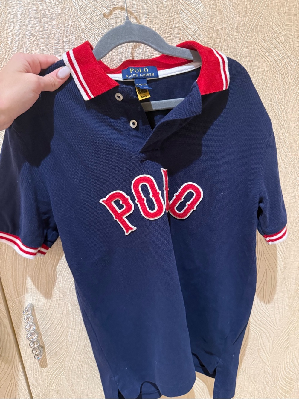 Polo by Ralph Lauren Navy Polo with Red Trim and White Stripe